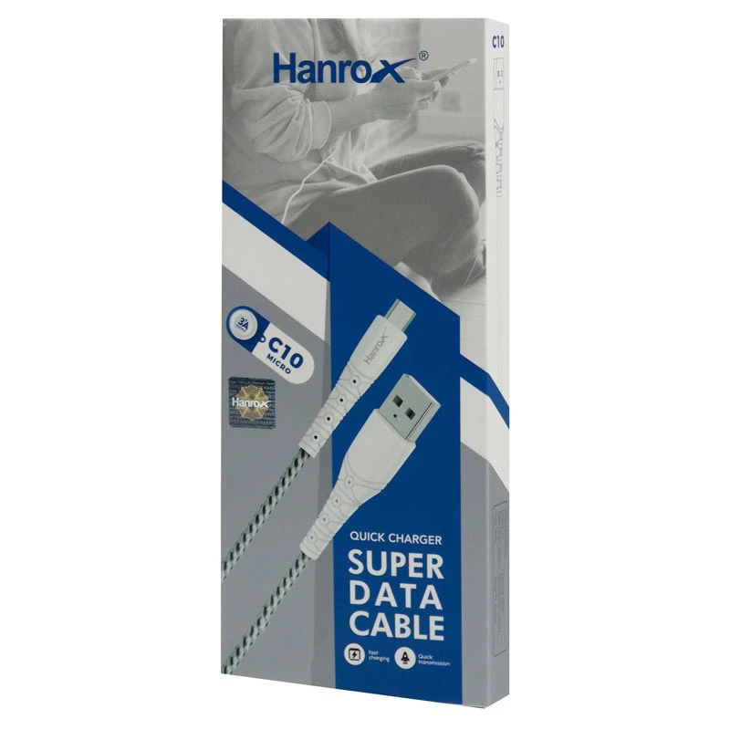 کابل میکرو یو اس بی فست شارژ Hanrox C10 3A 1m