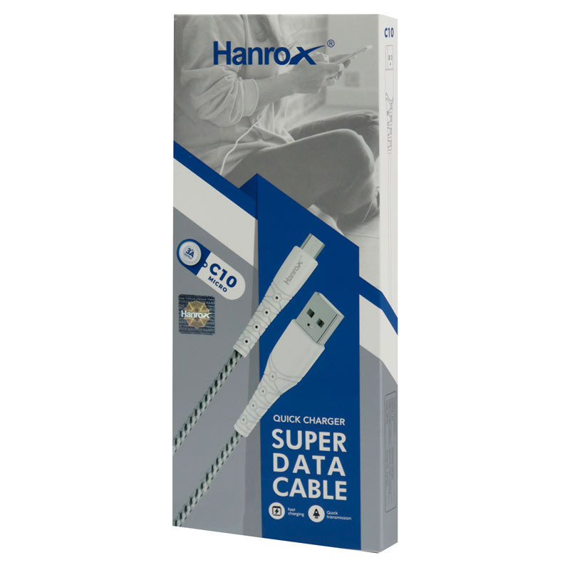 کابل میکرو یو اس بی فست شارژ Hanrox C10 3A 1m