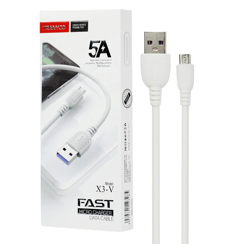کابل میکرو یو اس بی فست شارژ Tranyoo X3-V 5A 1m