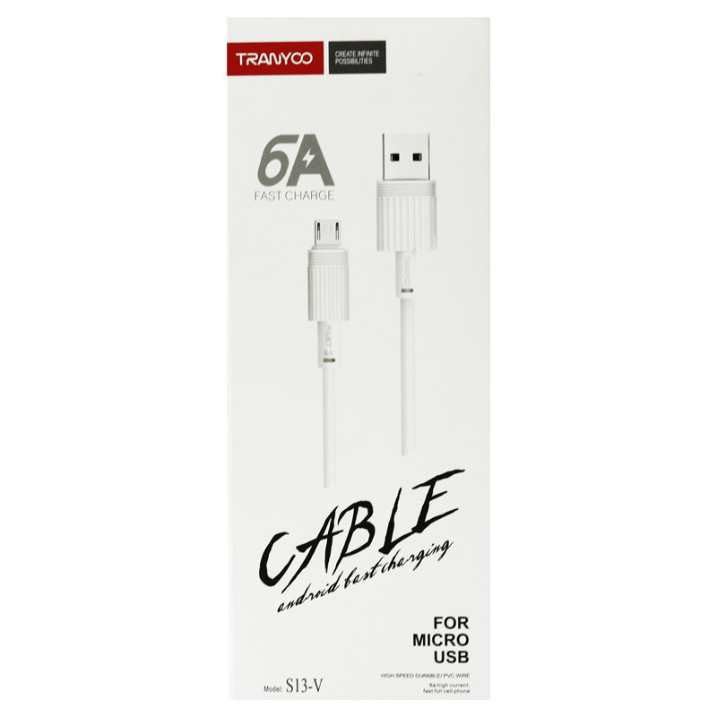 کابل میکرو یو اس بی فست شارژ Tranyoo S13-V 6A 1m