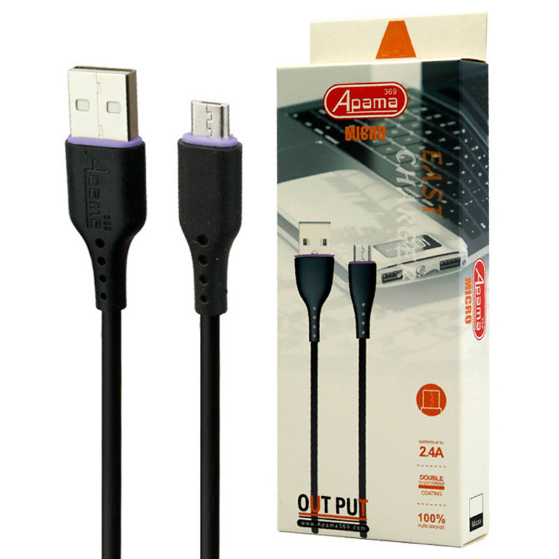 کابل میکرو یو اس بی فست شارژ Apama 369 2.4A 1m