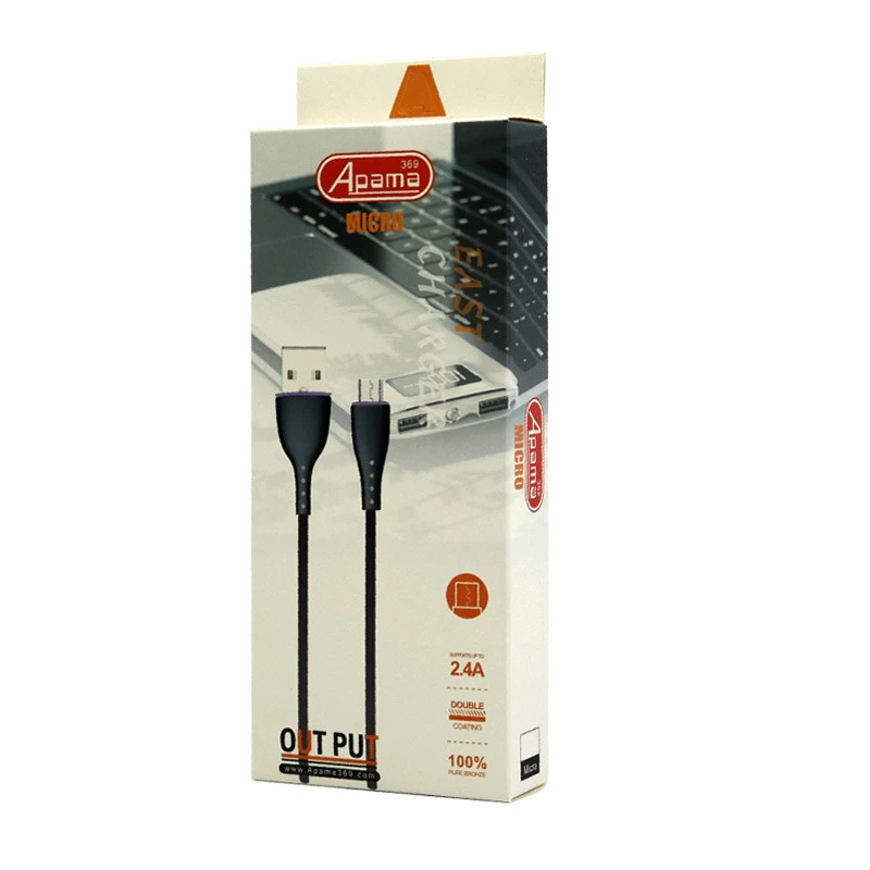 کابل میکرو یو اس بی فست شارژ Apama 369 2.4A 1m