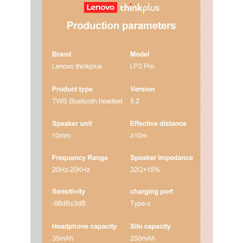 هندزفری بلوتوث دو تایی Lenovo ThinkPlus Live Pods LP3 Pro TWS