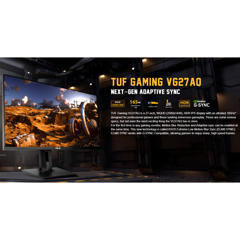 مانیتور گیمینگ ایسوس "Asus TUF Gaming VG27AQ WQHD IPS LED 27