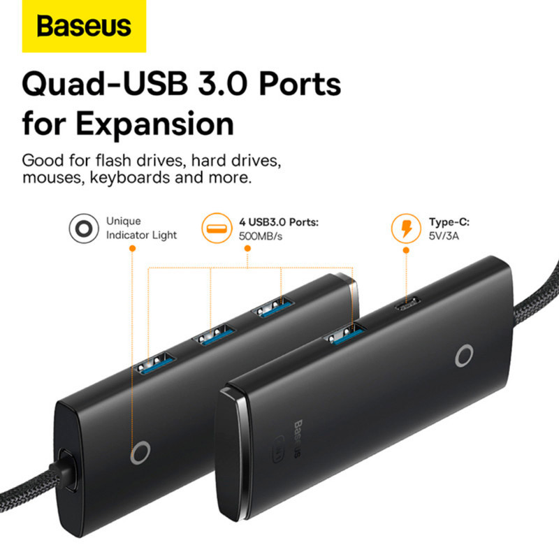 هاب 5 پورت USB3.0 باسئوس Lite Series WKQX03000