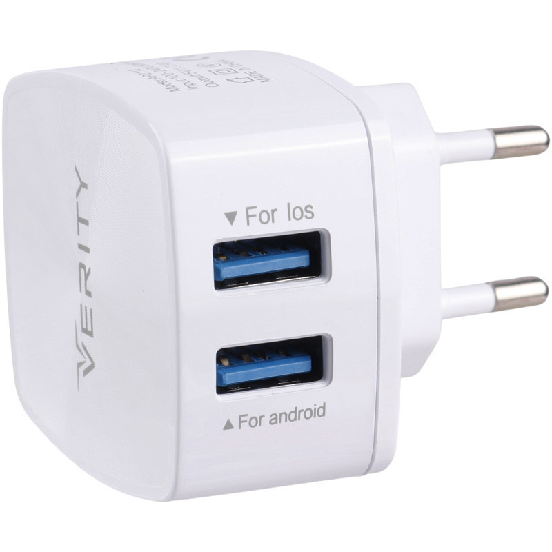 شارژر دیواری Verity AP 2112 2Port + کابل میکرو یو اس بی