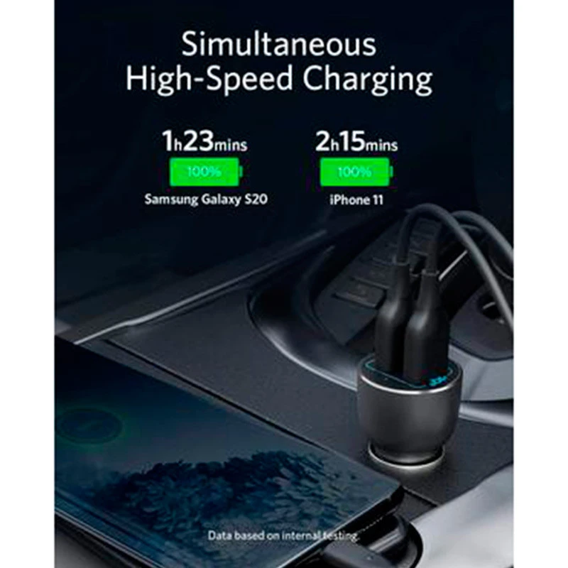 شارژر فندکی فست شارژ Anker PowerDrive 3 A2729 QC3.0 PD 3A 36W