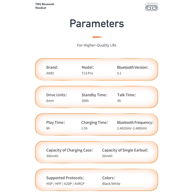 هندزفری بلوتوث دو تایی Awei T13 Pro TWS