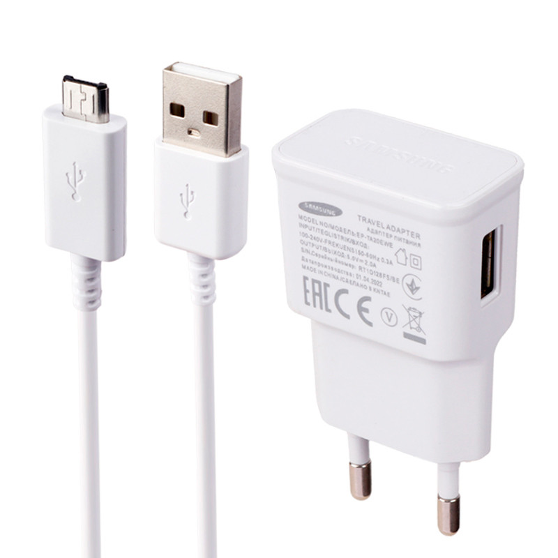 شارژر دیواری فست شارژ Samsung EP-TA20EWE 2A 10W + کابل میکرو یو اس بی