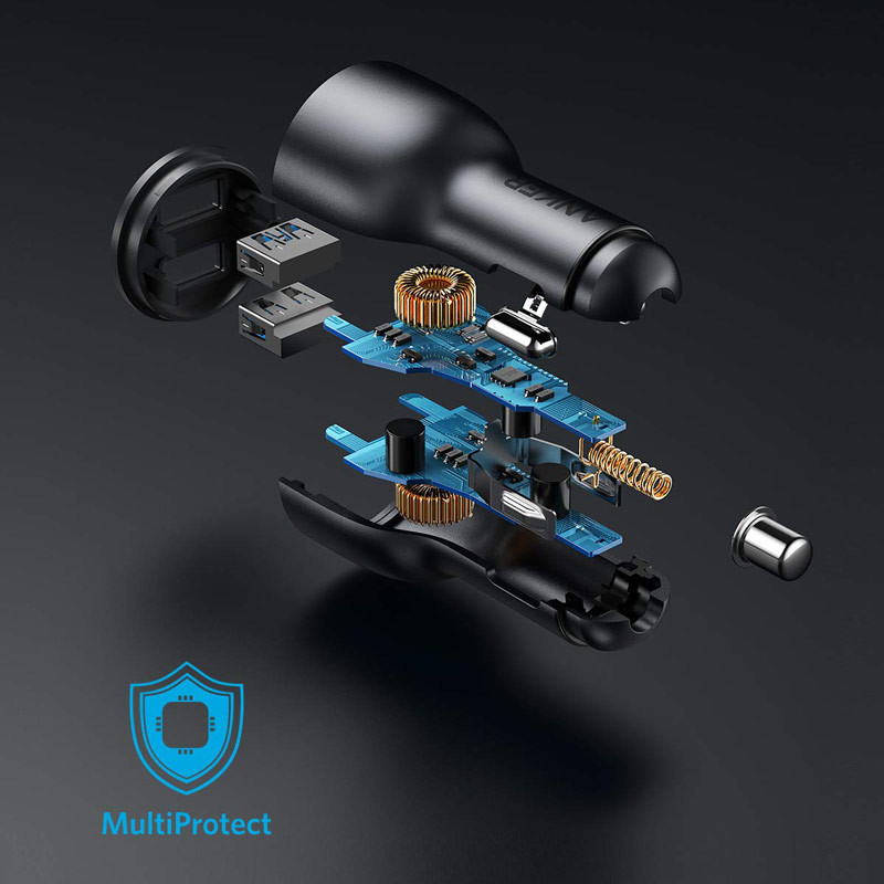 شارژر فندکی فست شارژ Anker PowerDrive 3 A2729 QC3.0 PD 3A 36W
