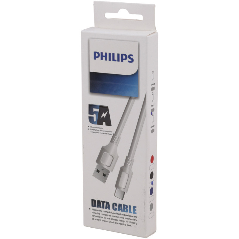 کابل تایپ سی فست شارژ Philips 5A 1m