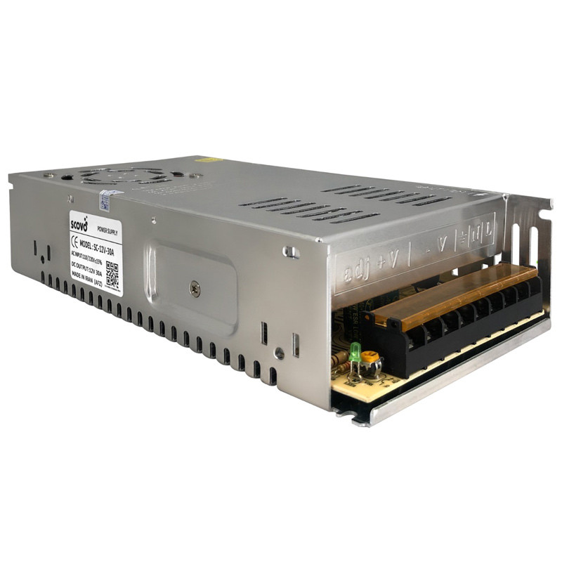 منبع تغذیه سویچینگ فن دار 12 ولت 30 آمپر Scovo SC-12V-30A