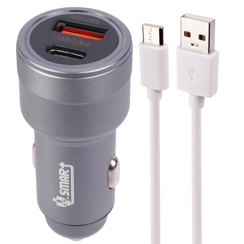 شارژر فندکی فست شارژ V-Smart VS-13 QC3.0 PD 3A 20W + کابل تایپ سی
