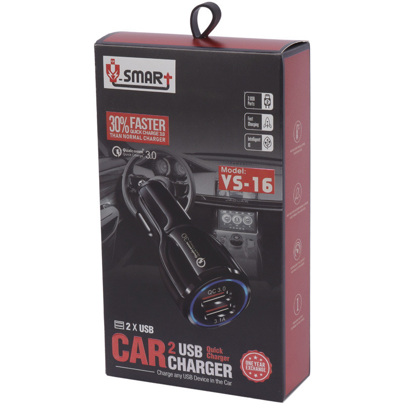شارژر فندکی فست شارژ V-Smart VS-16 QC3.0 PD 3.1A 21.5W + کابل تایپ سی