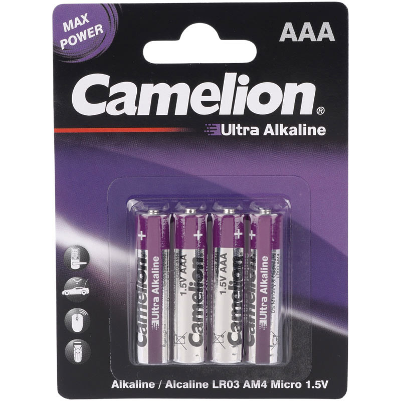 باتری چهارتایی نیم قلمی Camelion Ultra Alkaline LR03 AM4 1.5V AAA