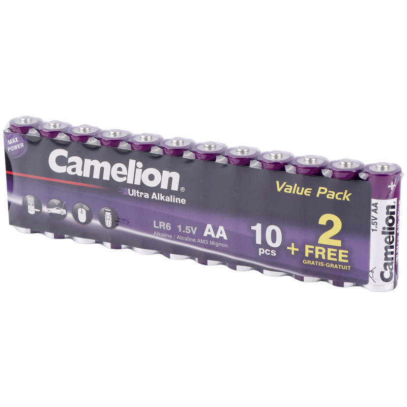پک 2+10 باتری قلمی Camelion Ultra Alkaline LR6 AM3 1.5V AA