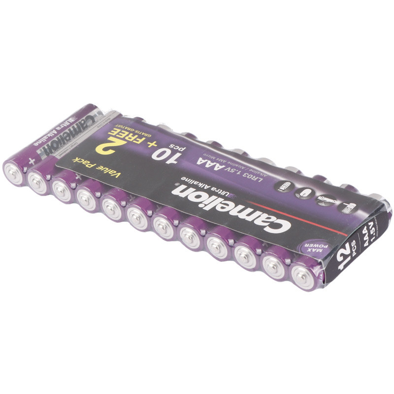 پک 2+10 باتری نیم قلمی Camelion Ultra Alkaline LR03 AM4 1.5V AAA