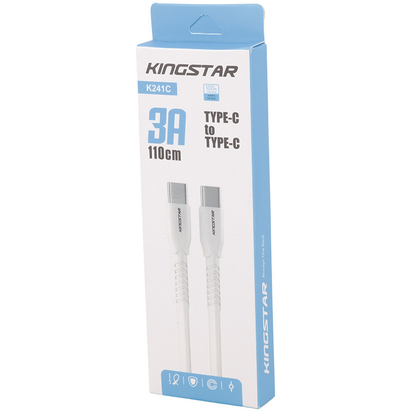کابل تبدیل فست شارژ KingStar K241C Type-C to Type-C 3A 1.1m