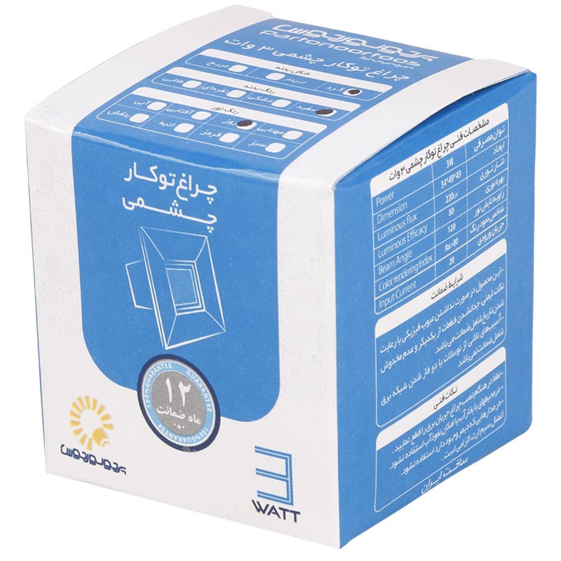 پنل تمام نور توکار گرد 3 وات فنر متغیر پرتو نور توس
