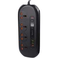 چند راهی 4 خانه برق ارت دار وریتی V-PS3115 با کابل 1.8 متری + شارژر USB و Type-C