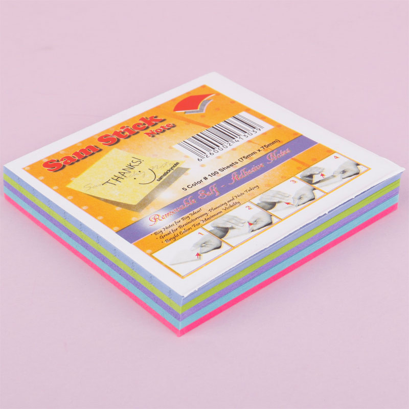 کاغذ یادداشت چسب دار Sam Stick Note 7.5*7.5cm بسته 100 برگی