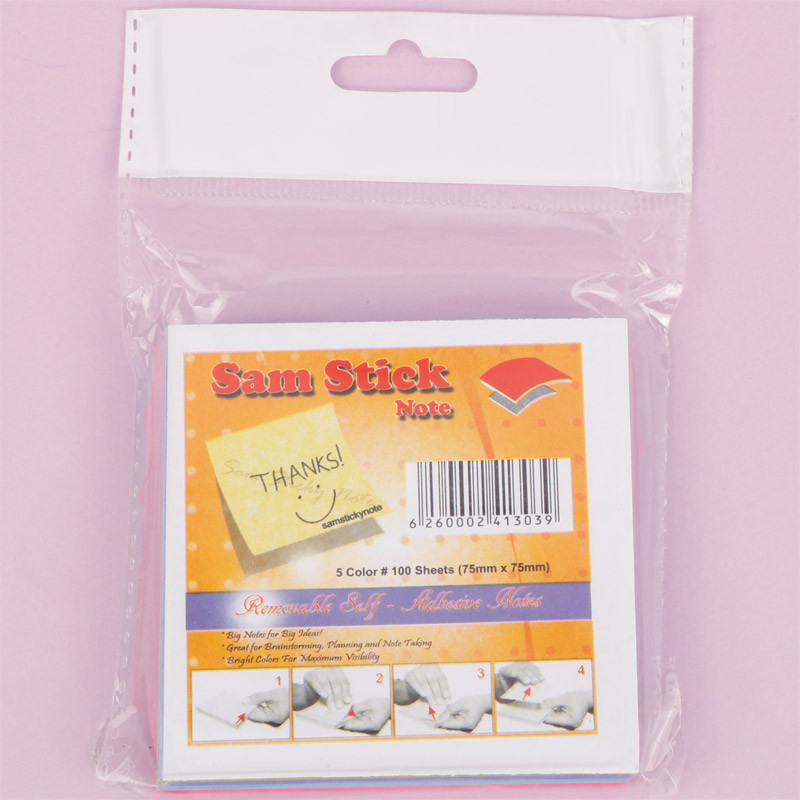 کاغذ یادداشت چسب دار Sam Stick Note 7.5*7.5cm بسته 100 برگی
