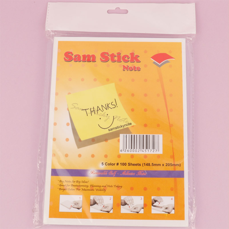 کاغذ یادداشت چسب دار Sam Stick Note 14.85*20.5cm بسته 100 برگی