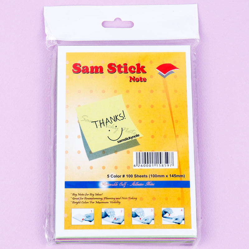 کاغذ یادداشت چسب دار رنگی Sam Stick Note 10*14.5cm بسته 100 برگی