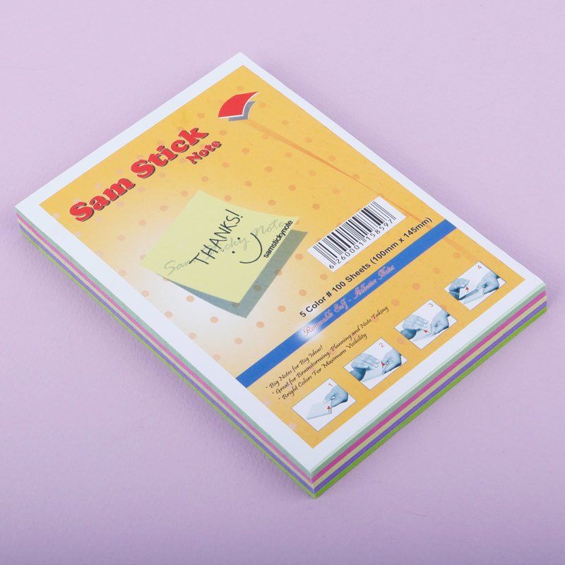 کاغذ یادداشت چسب دار رنگی Sam Stick Note 10*14.5cm بسته 100 برگی