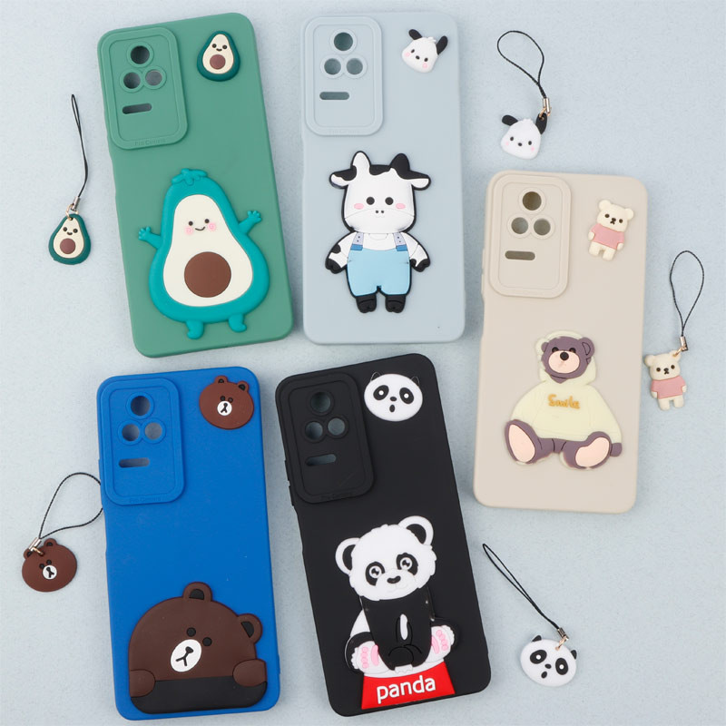 قاب عروسکی برجسته محافظ لنزدار Xiaomi Poco F4 + آویز
