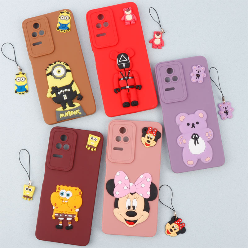 قاب عروسکی برجسته محافظ لنزدار Xiaomi Poco F4 + آویز