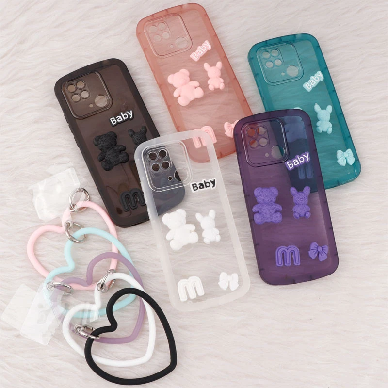 قاب برجسته عروسکی محافظ لنزدار + آویز قلبی Xiaomi Redmi 10C