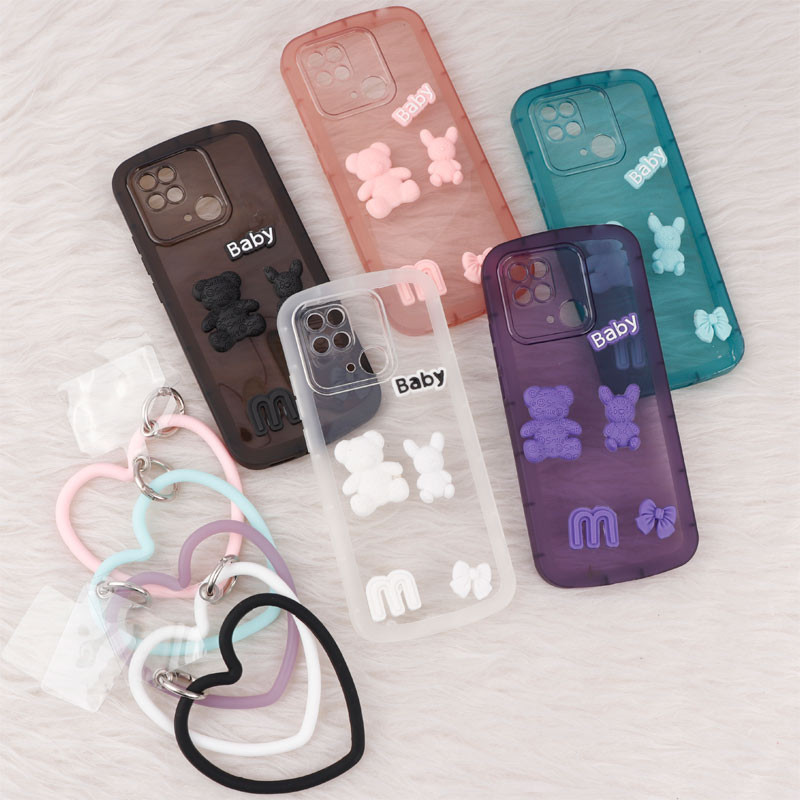 قاب برجسته عروسکی محافظ لنزدار + آویز قلبی Xiaomi Redmi 10C