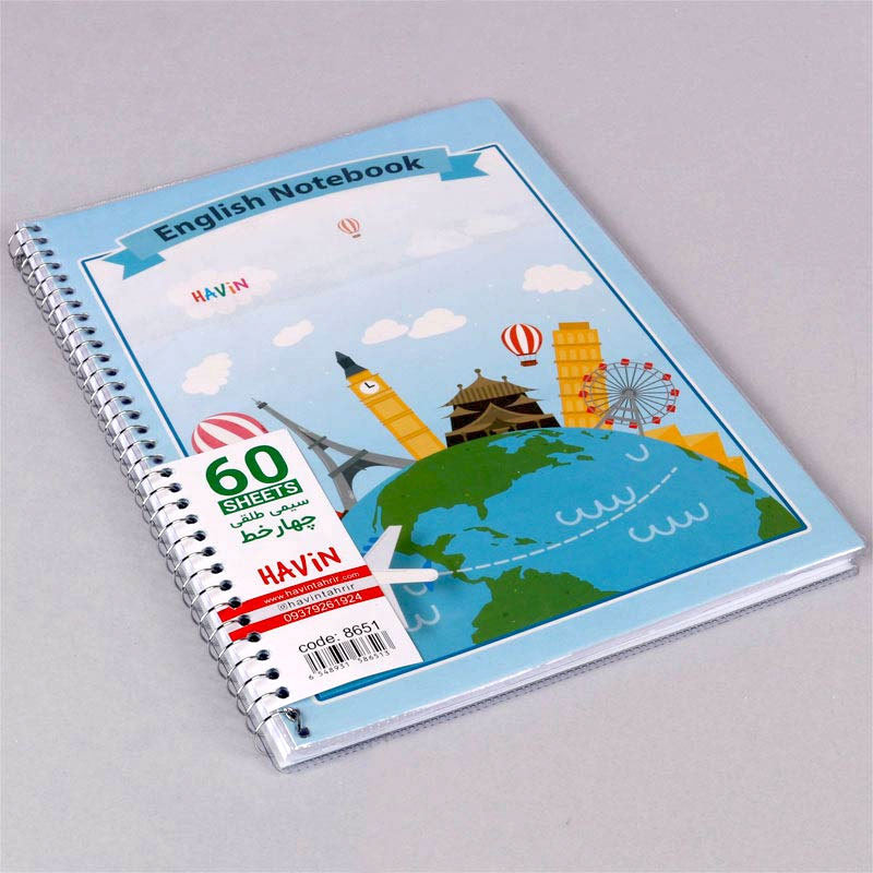 دفتر سیمی 60 برگ 4 خط هاوین کد 8651