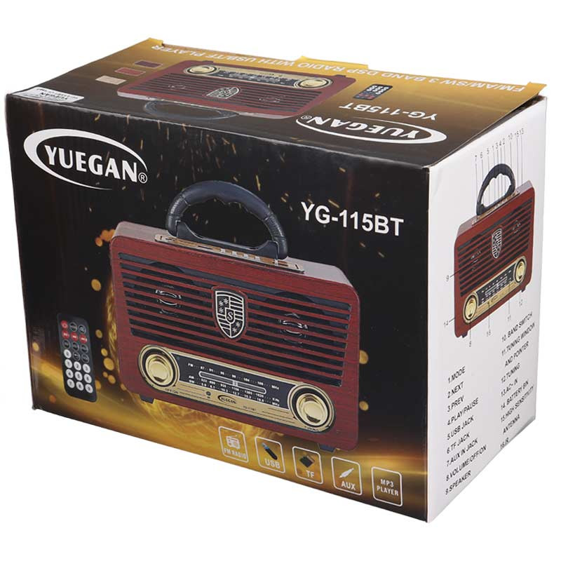 رادیو اسپیکر بلوتوثی رم و فلش خور Yuegan YG-115BT + ریموت کنترل