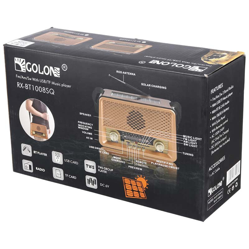 رادیو اسپیکر بلوتوثی رم و فلش خور Golon RX-BT1008SQ + ریموت کنترل