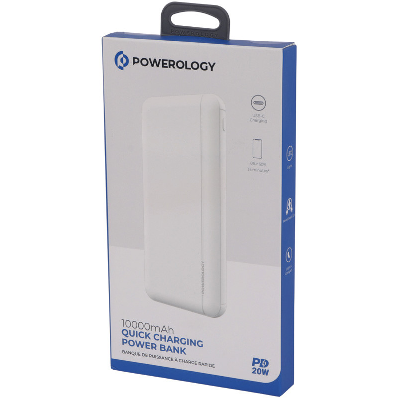 پاور بانک فست شارژ 10000 پاورولوجی Powerology PPBCHA14-WH QC3.0 PD 20W