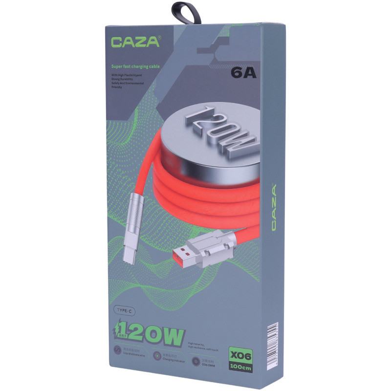 کابل تایپ سی فست شارژ Caza X06 6A QC4.0 120W 1m