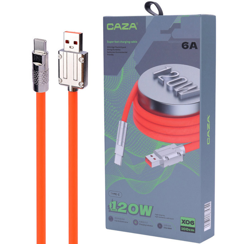 کابل تایپ سی فست شارژ Caza X06 6A 120W 1m