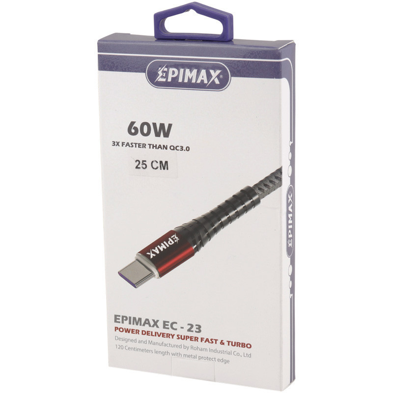 کابل تبدیل کوتاه فست شارژ Epimax EC-23 Type-C To Type-C 5A PD 25cm