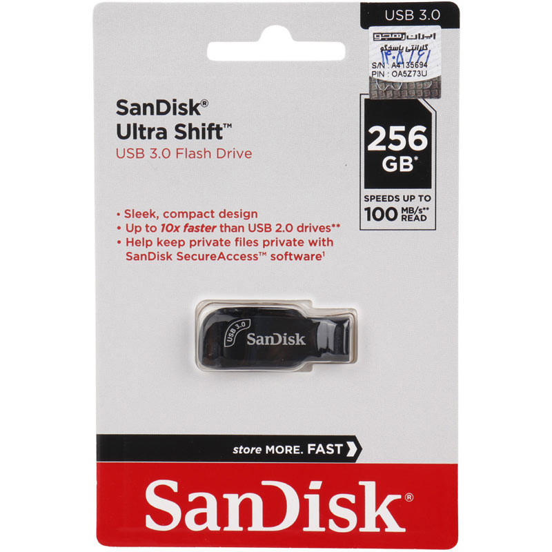 فلش 256 گیگ سن دیسک Sandisk Ultra Shift USB3.0
