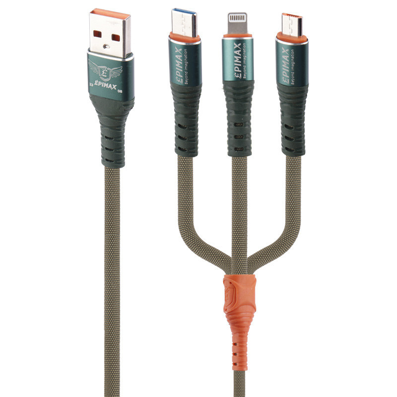 کابل ۳ سر فست شارژ Epimax EC-38 5A 1.2m