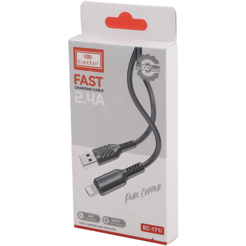 کابل آیفونی فست شارژ Earldom EC-171i 2.4A 1m