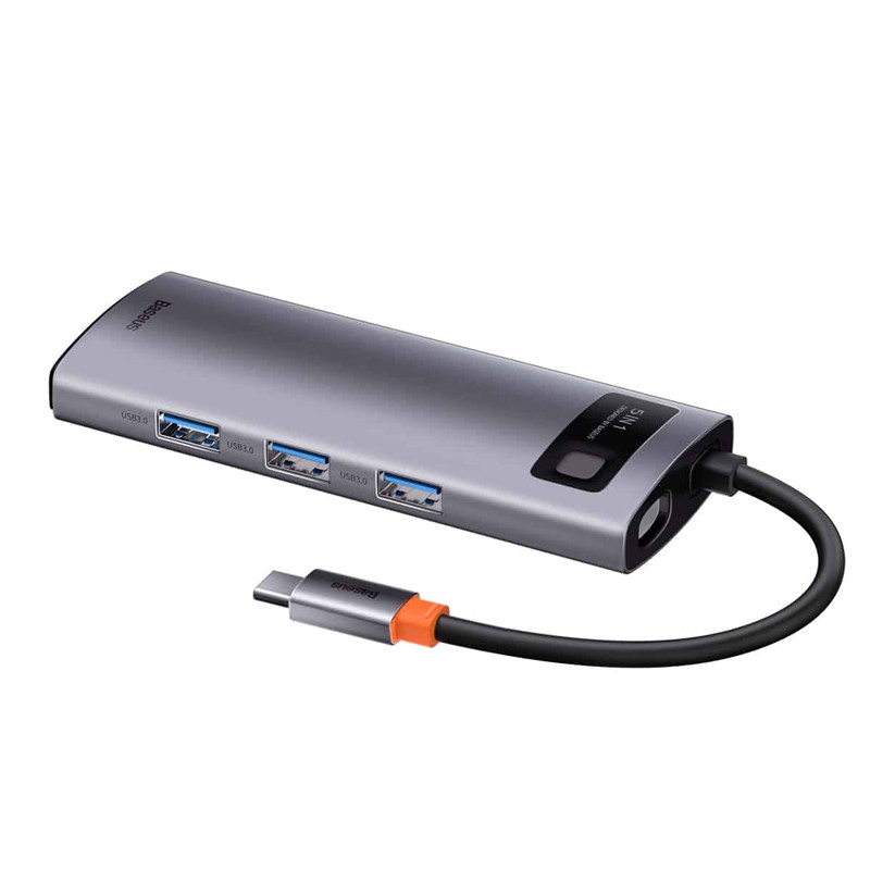 هاب Baseus Metal Gleam Series WKWG020013 Type-C To USB3.0/HDMI/Type-C PD