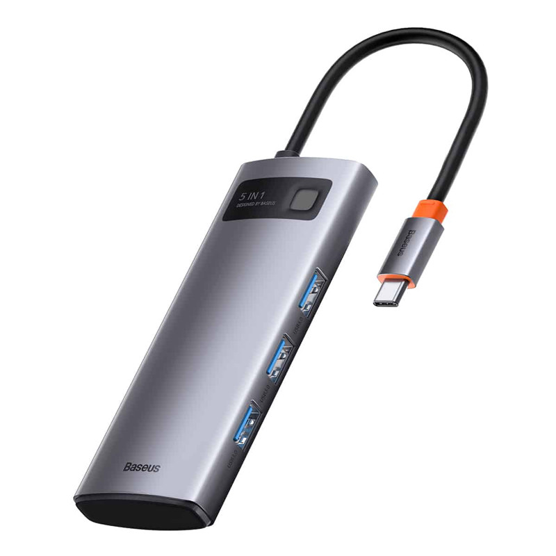 هاب Baseus Metal Gleam Series WKWG020013 Type-C To USB3.0/HDMI/Type-C PD