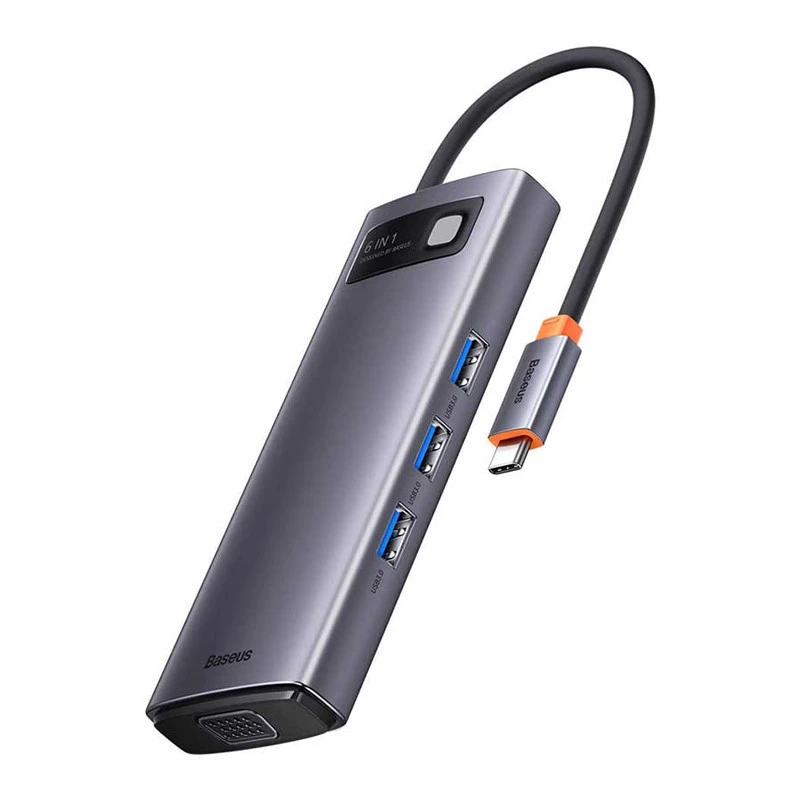 هاب 6 پورت Type-C باسئوس Metal Gleam Series WKWG030013