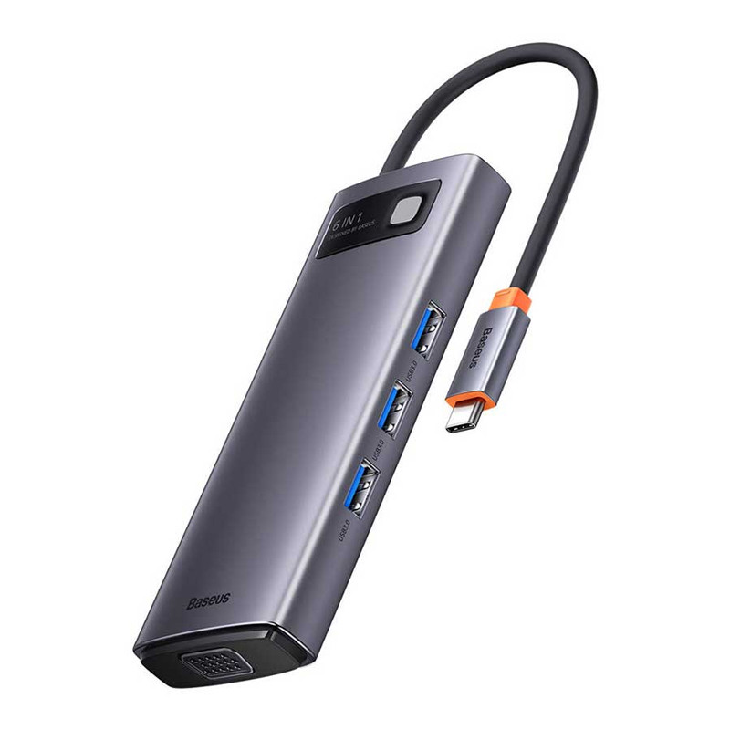 هاب 6 پورت Type-C باسئوس Metal Gleam Series WKWG030013