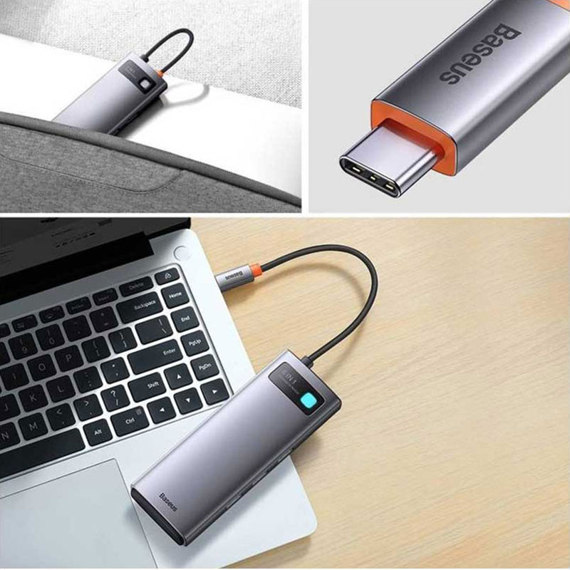 هاب Baseus Metal Gleam Series WKWG030013 Type-C To USB3.0/HDMI/VGA/Type-C PD