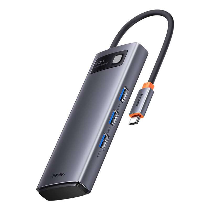 هاب و رم ریدر Baseus Metal Gleam Series WKWG030213 Type-C To USB3.0/TF/SD/Type-C PD