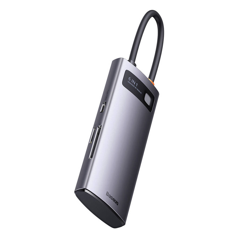 هاب و رم ریدر Baseus Metal Gleam Series WKWG030213 Type-C To USB3.0/TF/SD/Type-C PD